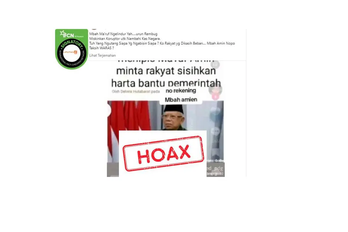 Cek fakta Ma'ruf Amin minta rakyat sisihkan uang