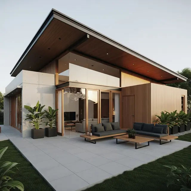 Gambar Rumah Minimalis Atap Sandar Modern