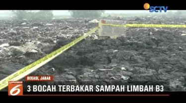 Tiga orang anak lelaki di Bekasi menderita luka bakar karena limbah B3 saat bermain bola di lahan kosong.