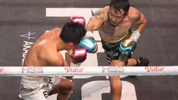 Pertarungan sengit Paris Pernandes vs Rudy Golden Boy digelar di W Superclub Gatsu, Jakarta, pada Senin (10/11/2025) dini hari WIB. Tampak dalam foto, Rudy Golden Boy saat bertanding melawan Paris Fernandez pada laga HSS Series 6 di W Superclub Gatsu, Jakarta, pada Senin (10/11/2025) dini hari WIB. (Bola.com/M Iqbal Ichsan)
