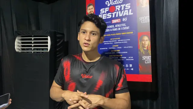 Antonio Blanco Jr dalam acara Vidio Sports Festival 2026 di Jakarta, Minggu (27/9/2026). (Liputan6.com/Nola Vemiliana)