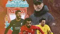Liverpool - Jurgen Klopp dikelilingi Mohamed Salah, Alisson, Alexander Arnold (Bola.com/Adreanus Titus)