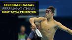Video selebrasi gagal yang dilakukan Sun Yang perenang asal China saat meraih medali Emas 200 meter gaya bebas di Olimpiade Rio 2016, Selasa (9/8/2016).