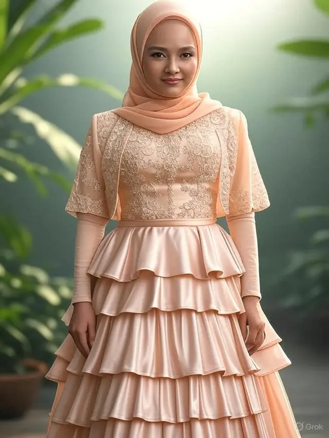 Model Gamis Brokat Panjang (image by Grok AI)