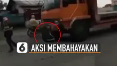 Aksi ini tentu membahayakan pelaku dan kendaraan yang dihadang.