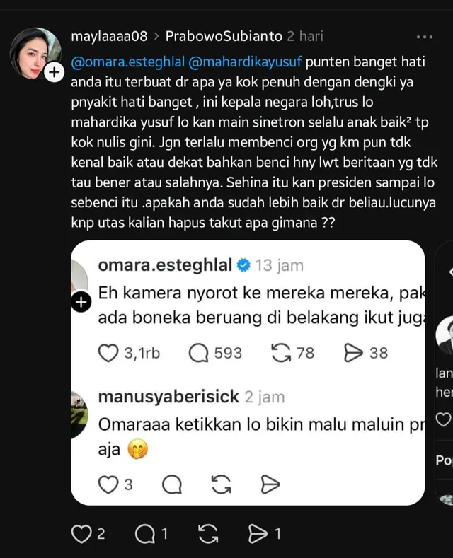 Unggahan Omara Tuai Hujatan Netizen