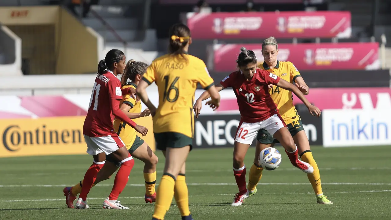 Timnas Indonesia Putri Vs Timnas Australia Putri di Piala Asia Putri 2022.