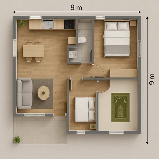 Ide Denah Rumah 9x9 Minimalis Sederhana