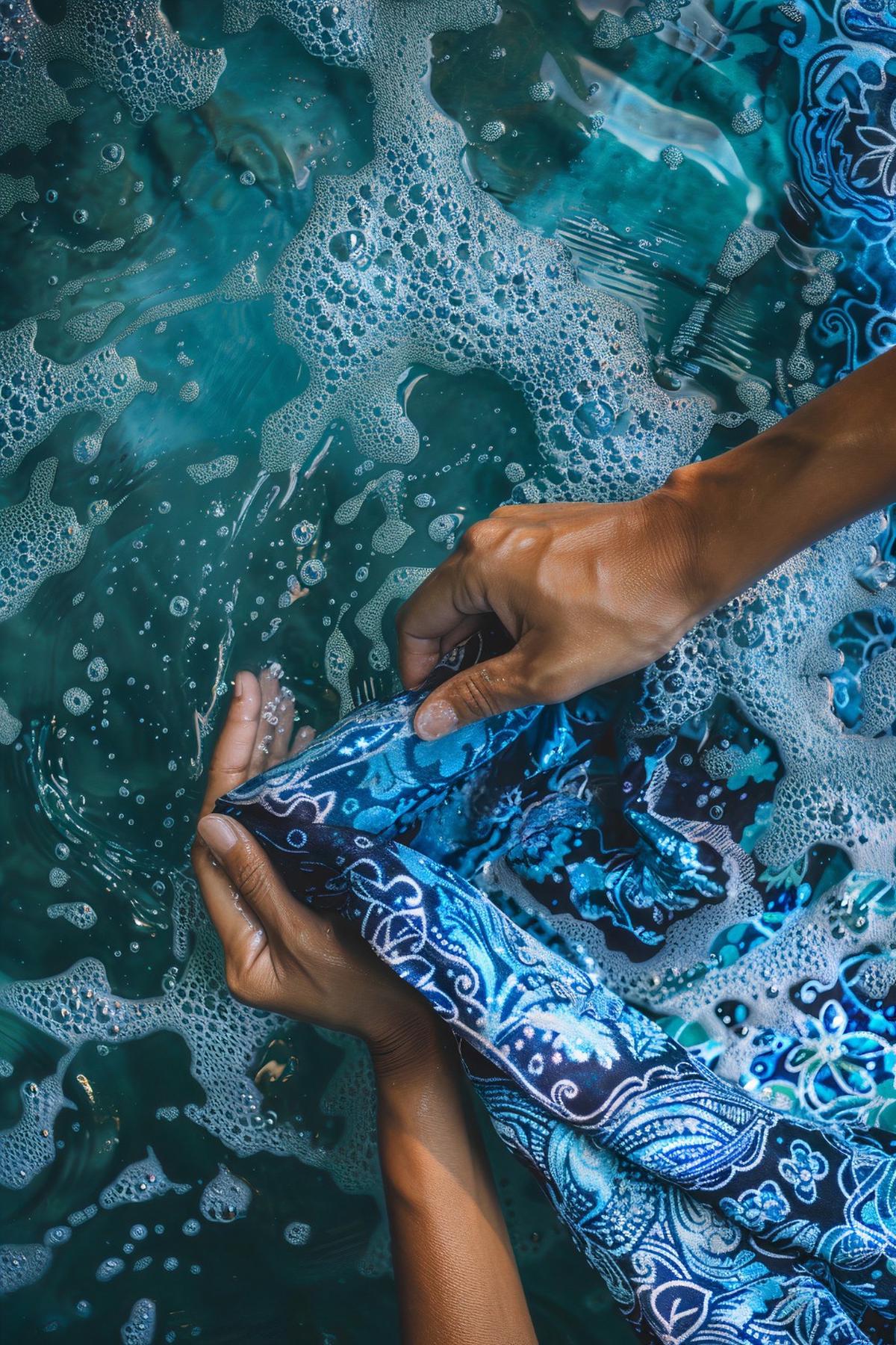Ilustrasi mencuci baju batik