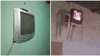 Tata Letak Televisi Nyeleneh. (Sumber: Instagram/@infotekniksipil dan Instagram/@uglydesign)