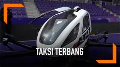 Pesawat pribadi otonom EHANG 216 di uji coba di Wina, Austria. Nantinya transportasi ini akan digunakan sebagai taksi terbang di daerah perkotaan yang sibuk.