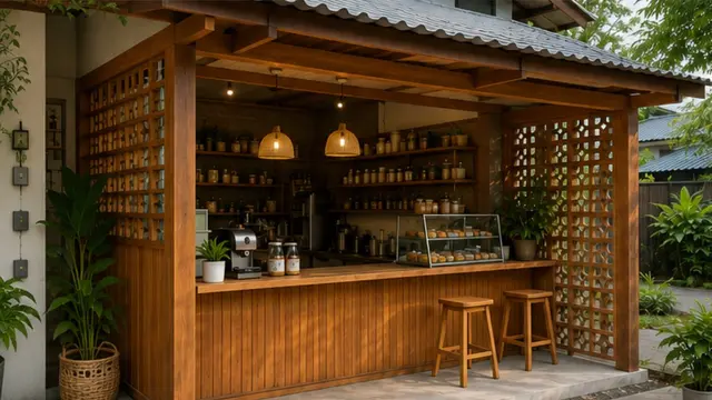 Warung Semi Terbuka dengan Material Kayu