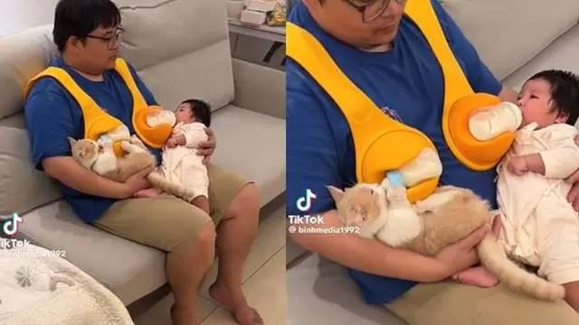 10 Potret Lucu Bapak Rumah Tangga saat Jaga Anaknya yang Masih Kecil Ini Kocak