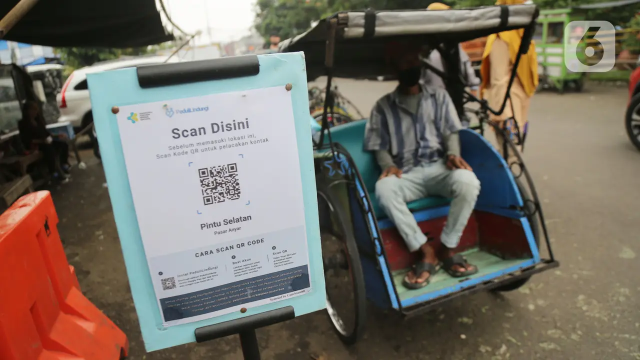Aplikasi PeduliLindungi di Pasar tradisional Tangerang