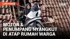 Rem Blong, Penumpang dan Motor di Tasikmalaya Tersangkut di Atap Rumah Warga