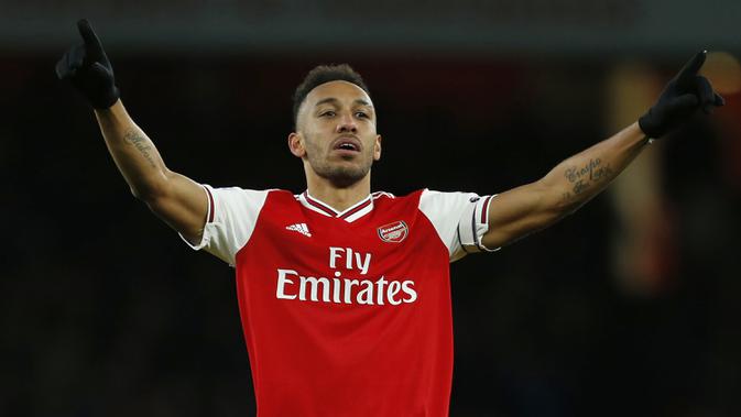 Striker Arsenal, Pierre-Emerick Aubameyang, bermimpi untuk memenangkan gelar. (AFP/Ian Kington)