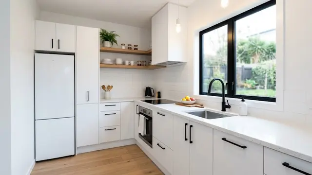 Dapur Putih dengan Aksen Hitam