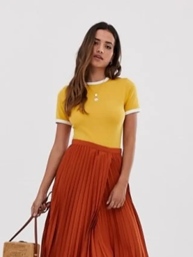 Pleated Midi Wrap Skirt