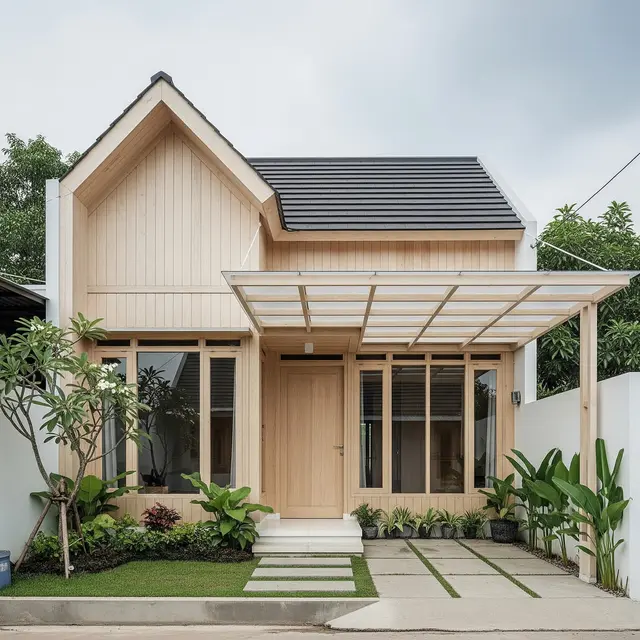 9 Desain Rumah Minimalis dengan Kombinasi Atap Pelana dan Kanopi, Estetika Modern