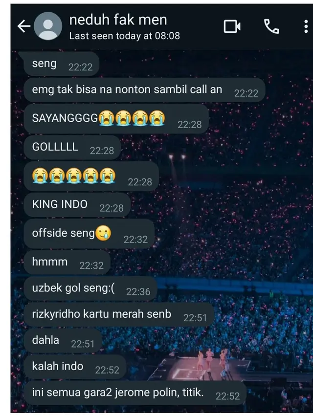 6 Chat Cowok Luapkan Emosi ke Pacar Usai Indonesia Kalah Ini Kocak