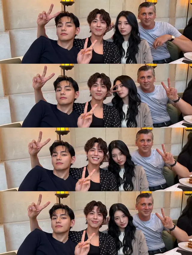 Gaya Trio Bestie V BTS, Bae Suzy, dan Park Bo Gum Hadiri Celine Show di Paris