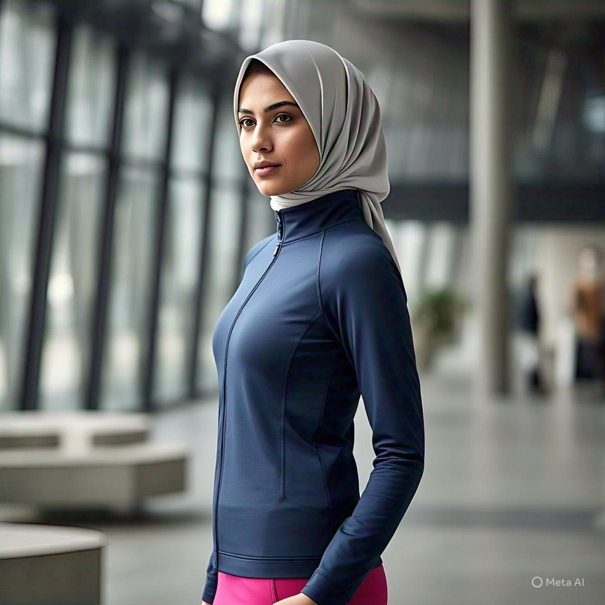 High Neck Jacket dan Rok Celana Olahraga