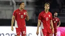 Dua pemain naturalisasi baru Timnas Indonesia, Milano Jonathans (kiri) dan Mauro Zijlstra melakoni laga debut saat FIFA Matchday melawan Chinese Taipei di Stadion Gelora Bung Tomo (GBT), Surabaya, Jumat (05/09/2025). (Bola.com/Abdul Aziz)