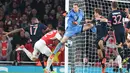 Kemelut di depan gawang Bayern Munchen saat melawan Arsenal dalam lanjutan Grup F Liga Champions di Stadion Emirates, London, Rabu (21/10/2015) dini hari WIB. (EPA/Tobias Hase)