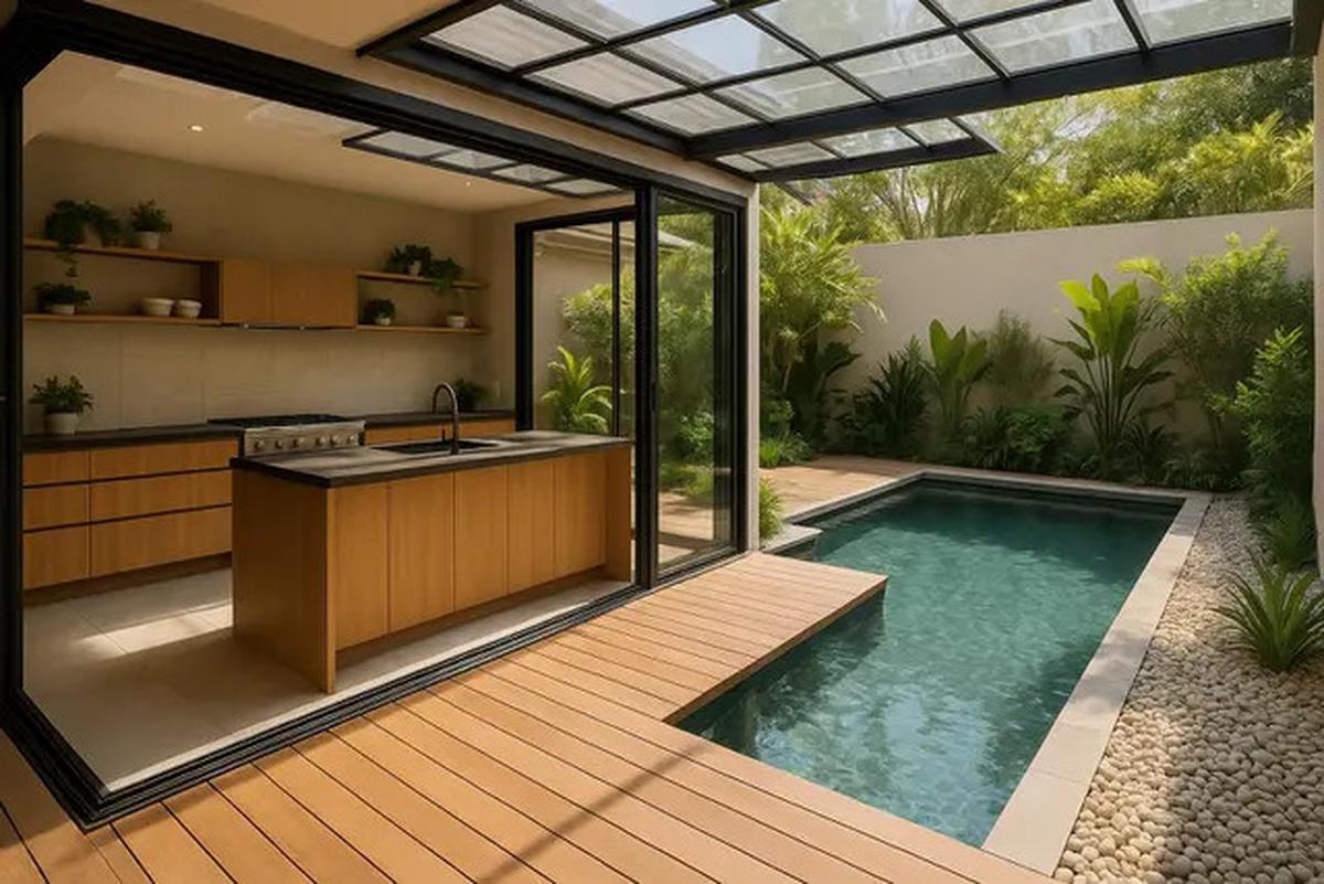 10 Model Dapur Semi Outdoor Belakang Rumah 2025, Nyaman Buat Masak
