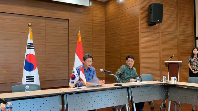 Duta Besar Korea untuk Indonesia, Kim Chang-beom ketika memaparkan hasil kerja sama dengan Indonesia dan agenda di 2020 kepada media pada Selasa 14 Januari 2020.