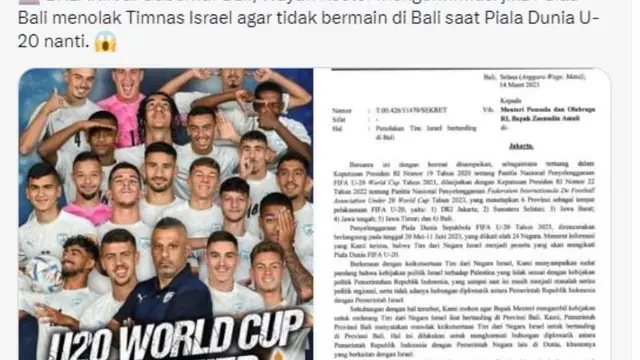 Tolak Israel Bermain di Piala Dunia U-20 di Bali, Gubernur I Wayan Koster  Didukung Warganet