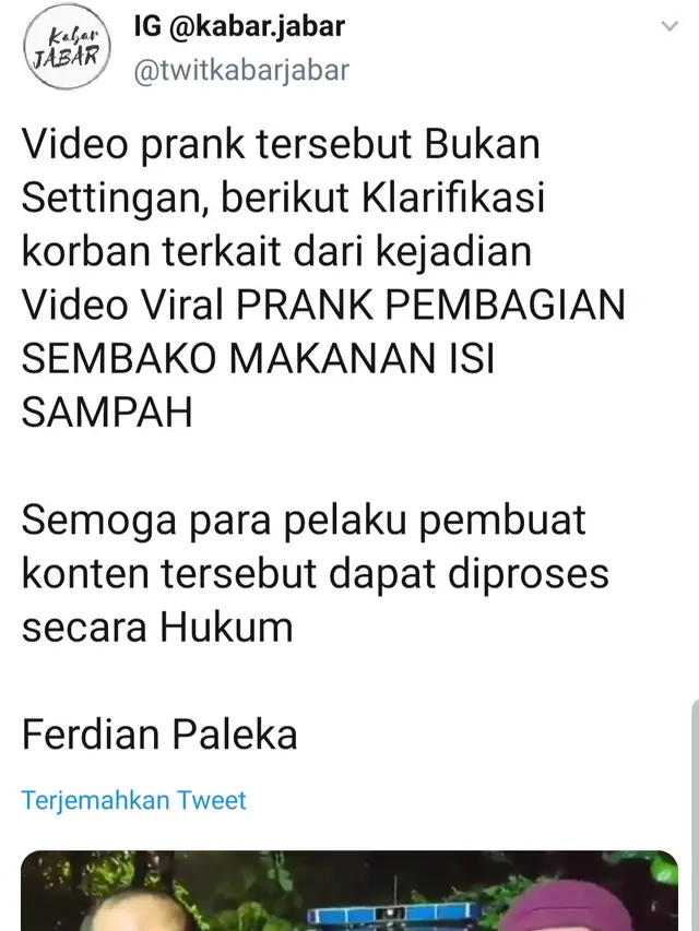 Unggahan akun @twitkabarjabar. (Foto: Twitter @twitkabarjabar)