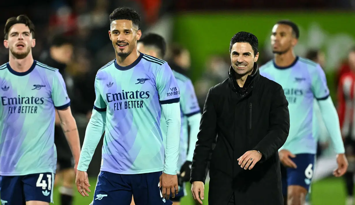 Hingga akhir pertandingan skor 3-1 untuk keunggulan Arsenal atas Brentford tidak berubah. Kemenangan atas Brentford mengangkat posisi Arsenal ke peringkat dua klasemen dengan poin 39 dari 19 pertandingan. (JUSTIN TALLIS/AFP)