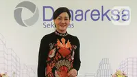 Dirut PT Danareksa Sekuritas (DS) Friderica Widyasari didampingi jajaran direksi memberi keterangan pers mengenai kinerja perusahaan dan perkenalan manajemen baru di Jakarta, Senin (2/3/2020). BRI mengakuisisi 67% DS pada akhir 2018 sebesar 67%. (Liputan6.com/Fery Pradolo)