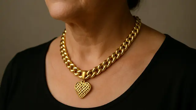 Model Kalung Rantai Tebal dengan Liontin untuk Ibu-Ibu