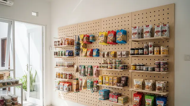 Warung Partisi Pegboard (Dinding Rak Serbaguna)