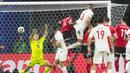 Bek Timnas Turki, Merih Demiral (tengah) mencetak gol kedua ke gawang Timnas Austria pada laga babak 16 besar Euro 2024 di Red Bull Arena, Leipzig, Jerman, Rabu (3/7/2024). (AP Photo/Martin Meissner)