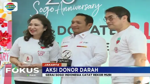 Penghargaan ini diberikan atas program Corporate Social Responsibility (CSR) Sogo Indonesia Departemen Store yang berhasil mengumpulkan darah sebanyak 2.836 kantong.
