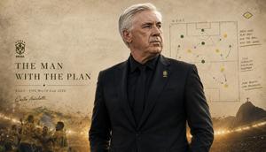 Pelatih Timnas Brasil, Carlo Ancelotti. (Bola.com/Banana Prompts/AI Generated)