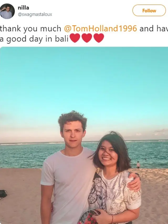 cewek indonesia bertemu Tom Holland di Bali