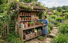 7 Ide Tempat Penyimpanan Pot dan Alat Berkebun yang Menyatu dengan Taman