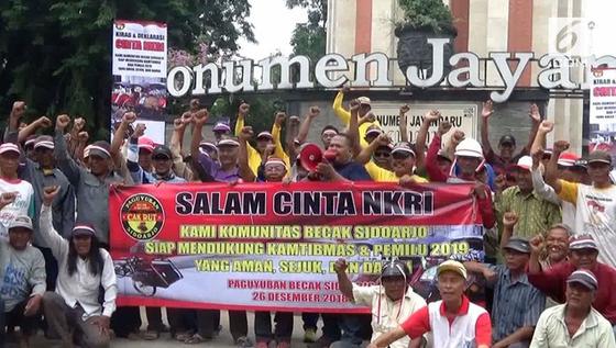 VIDEO: Ratusan Tukang Becak Deklarasikan Pemilu Damai