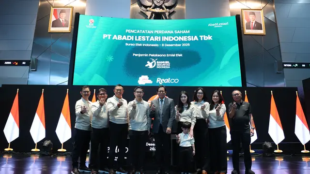 Pencatatan perdana saham PT Abadi Lestari Indonesia Tbk (RLCO) pada Senin, (8/12/2025). (Foto: BEI)