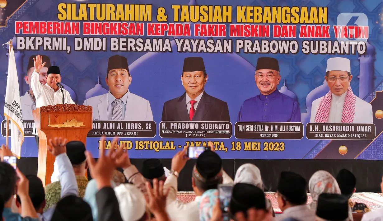 Acara dilangsungkan oleh Badan Komunikasi Pemuda Remaja Masjid Indonesia (BKPRMI), Dunia Melayu Dunia Islam (DMDI), dan Yayasan Prabowo Subianto. (Liputan6.com/Angga Yuniar)
