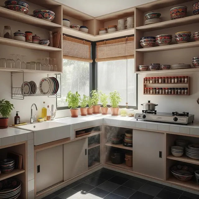 Desain Dapur Sudut Belakang Rumah Ukuran 3x3 Meter