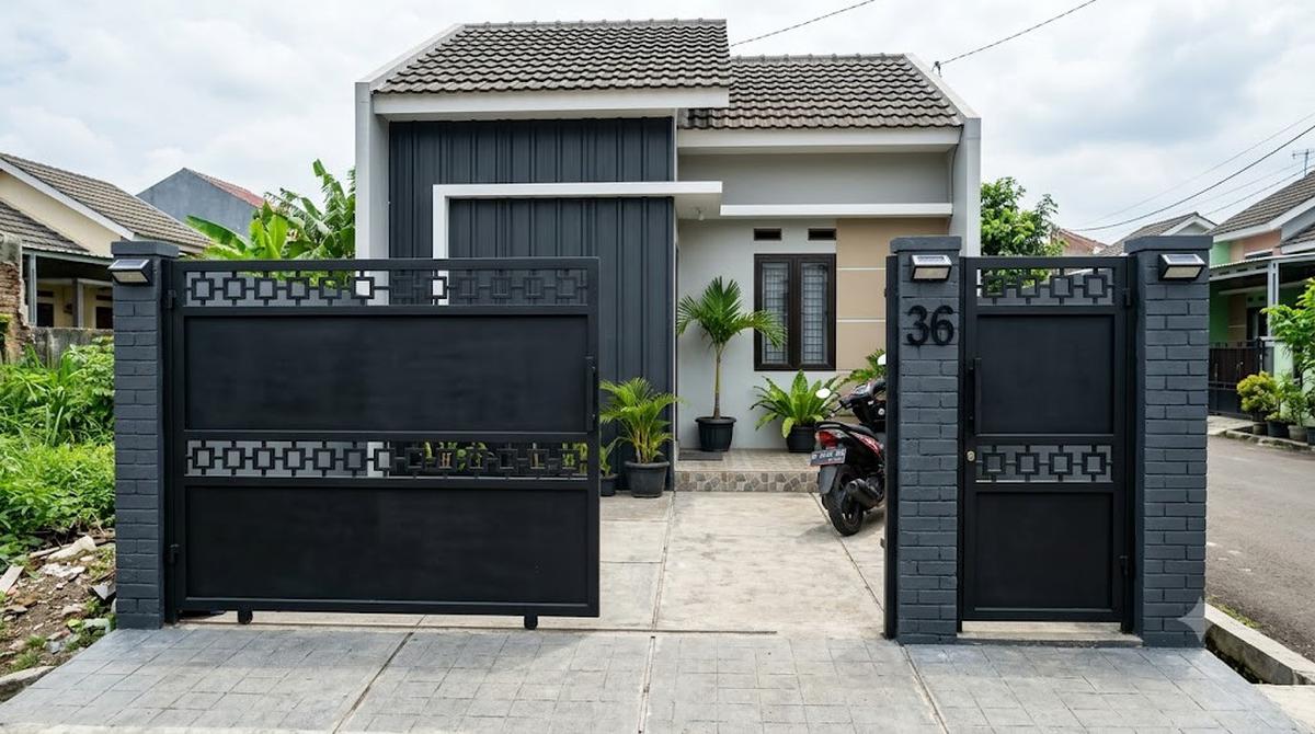 Model Gerbang Besi Hollow untuk Rumah Tipe 36/AI Generated