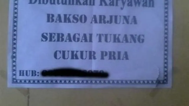 6 Tulisan 'Dibutuhkan Karyawan' Ini Nyeleneh Banget, Kocak