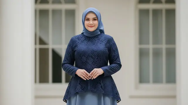 Model Gamis Brokat Cutting A-Line untuk Tubuh Berisi