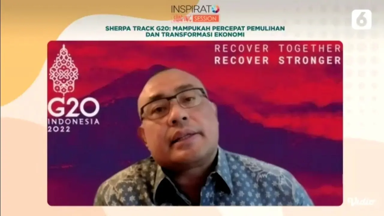 Asisten Deputi Kerja Sama Ekonomi Multilateral Kemenko Perekonomian Ferry Ardiyanto dalam Inspirato Sharing Session Liputan6.com bertajuk Sherpa Track G20: Mampukah Percepat Pemulihan dan Transformasi Ekonomi Indonesia, Jumat (28/10/2022).