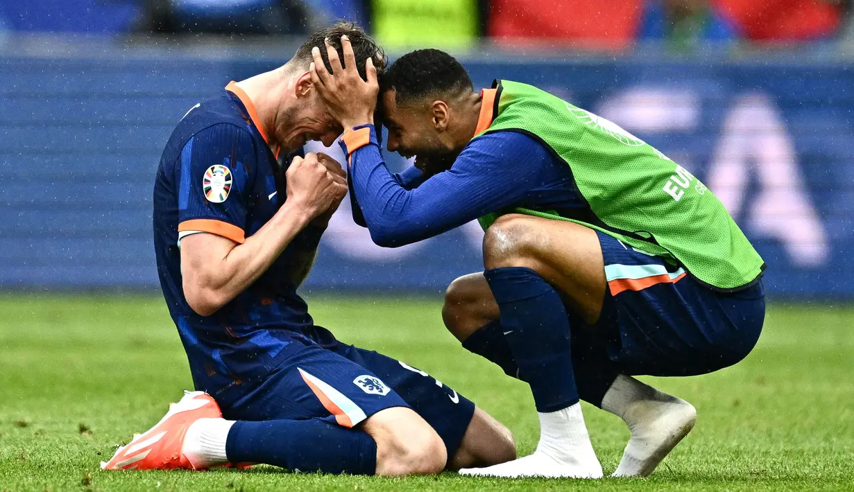 Belanda baru bisa menyamakan kedudukan pada menit ke-29 lewat gol yang dicetak Cody Gakpo. (GABRIEL BOUYS/AFP)